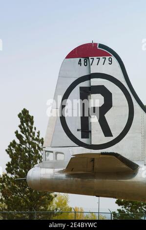 Tail fin of B-29 bomber airplane, Rapid City, Pennington County, South Dakota, USA Stock Photo