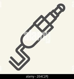 Mini jack line icon. Cable connector vector illustration isolated on white. Audio jack outline style design, designed for web and app. Eps 10. Stock Vector