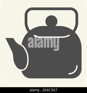 Teapot solid icon. Tea kettle symbol, glyph style pictogram on beige background. Kitchen Cookware sign for mobile concept and web design. Vector Stock Vector