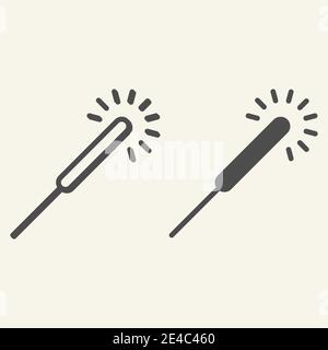 Sparkler line and solid icon. Party bengal firecracker outline style pictogram on white background. New year celebration for mobile concept and web Stock Vector