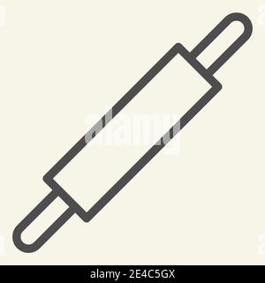 Rolling pin line icon. Kitchen wooden roller symbol, outline style pictogram on beige background. Kitchen stuff cooking utensils sign for mobile Stock Vector