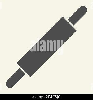 Rolling pin solid icon. Kitchen wooden roller symbol, glyph style pictogram on beige background. Kitchen stuff cooking utensils sign for mobile Stock Vector