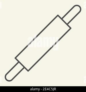 Rolling pin thin line icon. Kitchen wooden roller symbol, outline style pictogram on beige background. Kitchen stuff cooking utensils sign for mobile Stock Vector