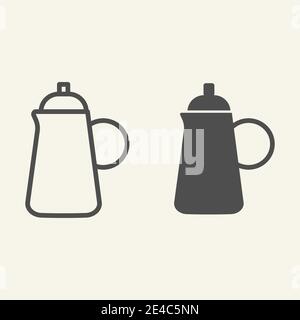 Kettle line and solid icon. Teapot symbol, outline style pictogram on beige background. Kitchen Tea pot sign for mobile concept and web design. Vector Stock Vector