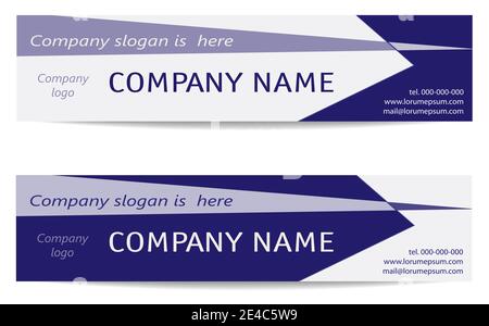 Banner Templates set in bright blue. Two Business Headers. Creative Modern Reverse Design. Vector layout for banner, business card, promotion, advert Stock Vector