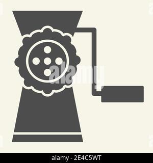Meat grinder solid icon. Manual mincer symbol, glyph style pictogram on beige background. Old meat grinder tool sign for mobile concept and web design Stock Vector