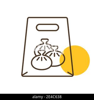 Fast food delivery take away paper bag vector icon. Khinkali symbol. Delivery sign. Graph symbol for cooking web site and apps design, logo, app, UI Stock Vector