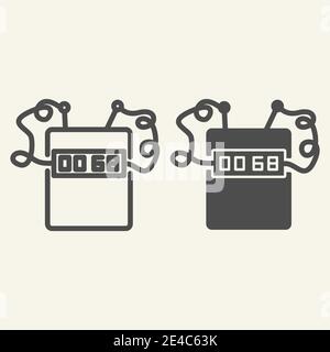 Timer bomb line and glyph icon. Clock bomb vector illustration isolated on white. Countdown outline style design, designed for web and app. Eps 10. Stock Vector
