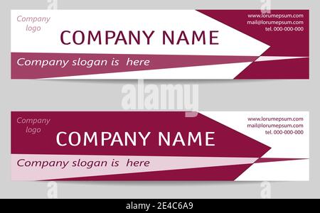 Two business banners. Vector layout for header, landing page, promotion. Templates set in bright cherry color. Geometric design for corporate identity Stock Vector
