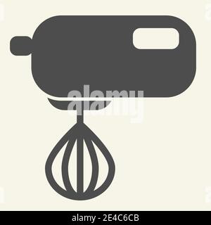 Kitchen mixer solid icon. Electric hand mixer symbol, glyph style pictogram on beige background. Kitchen equipment sign for mobile concept and web Stock Vector