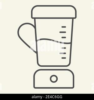 Blender thin line icon. Juicer Mixer symbol, outline style pictogram on beige background. Kitchen electric appliances sign for mobile concept and web Stock Vector