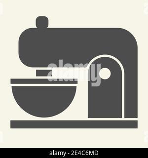 Coffee machine solid icon. Mixer with cup symbol, glyph style pictogram on beige background. Kitchen mixer sign for mobile concept and web design Stock Vector