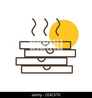 Stock vector icon of four boxes for pizza. Delivery sign. Graph symbol for cooking web site and apps design, logo, app, UI Stock Vector