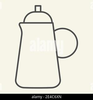 Kettle thin line icon. Teapot symbol, outline style pictogram on beige background. Kitchen Tea pot sign for mobile concept and web design. Vector Stock Vector