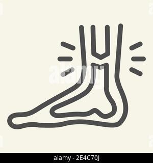 Leg ankle pain line icon. Foot joint bones injury outline style pictogram on white background. Injury leg for mobile concept and web design. Vector Stock Vector