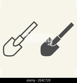 Shovel line and glyph icon. Tool vector illustration isolated on white. Equipment outline style design, designed for web and app. Eps 10. Stock Vector