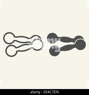 Kettlebell line and solid icon. Training dumbbells or weights outline style pictogram on beige background. Fitness equipment for mobile concept and Stock Vector