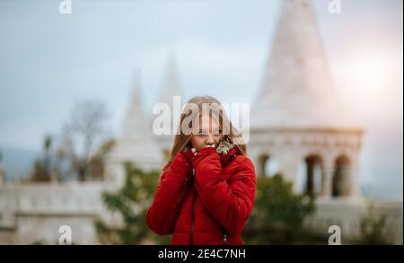 Plastic clothes. Professional blonde-haired model posing in plastic clothes  participating in ecology campaign Stock Photo - Alamy