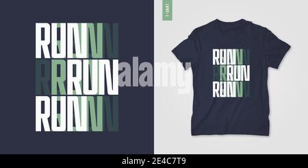 Graphic t-shirt design, poster, typography on the topic of sports running. Vector illustration Stock Vector