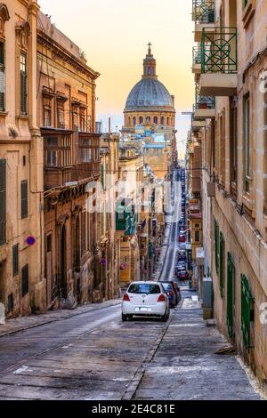 Streets of Valletta, capital city of Malta Stock Photo