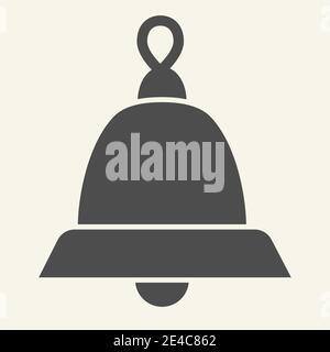 Bell solid icon. Christmas holiday handbell glyph style pictogram on white background. Happy New Year symbol for mobile concept and web design. Vector Stock Vector