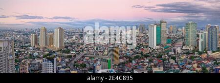 Elevated view of skylines in a city, Makati, Metro Manila, Manila, Philippines Stock Photo