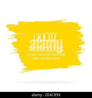 Vector yellow brush on a light background. Hand painted grunge element. Art design of a place for text, quotes, information, company names. Vector ill Stock Vector