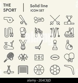 Sport line icon set. Fitness symbols collection or sketches. Health care signs for web and mobile concept, linear style pictogram style package Stock Vector