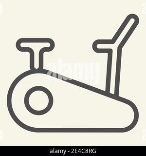 Exercise bike line icon. Exercycle outline style pictogram on beige background. Stationary fitness bike for mobile concept and web design. Vector Stock Vector