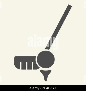Golf solid icon. Golf ball and putter glyph style pictogram on beige background. Sport signs for mobile concept and web design. Vector graphics. Stock Vector