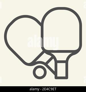 Table tennis rackets line icon. Two racket for playing tennis outline style pictogram on beige background. Ping pong paddles and ball for mobile Stock Vector