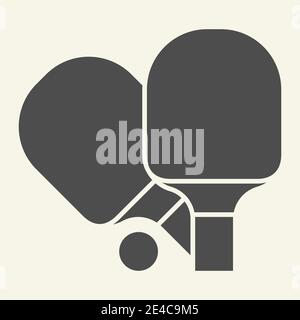 Table tennis rackets solid icon. Two racket for playing tennis glyph style pictogram on beige background. Ping pong paddles and ball for mobile Stock Vector