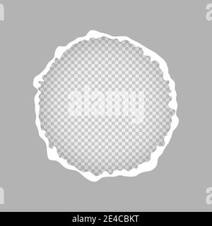 Torn round paper, a hole in a sheet of paper on a transparent background. Vector illustration Stock Vector