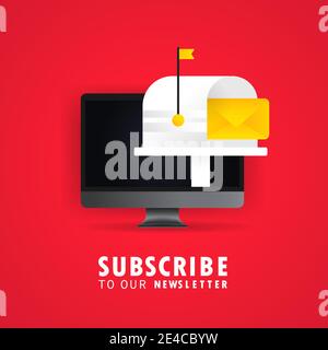 Subscribe to our newsletter banner. With text box and subscribe button template. Stock Vector
