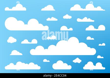 Cloud icon, cloud shape. Set of different clouds. Collection of cloud icon, shape, label, symbol. Graphic element vector. Vector design element for lo Stock Vector