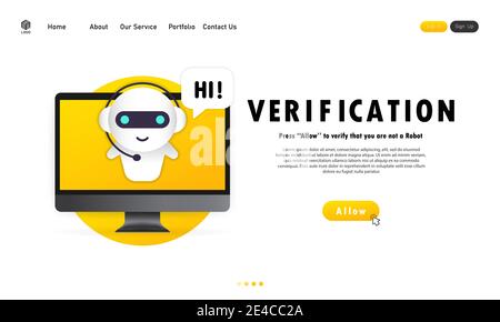 Verification on computer display banner. Personification, verification technologies, user password. Stock Vector