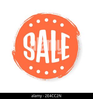 Red round sale sticker on white background Stock Vector
