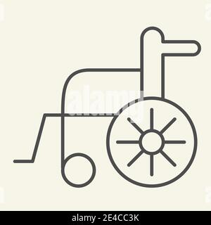 Disabled carriage thin line icon. Hospital wheelchair outline style pictogram on white background. Medical transportation for mobile concept and web Stock Vector