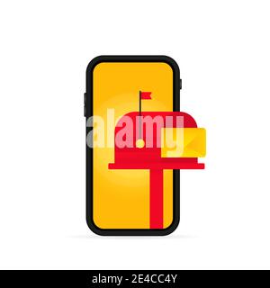 Mail box in smartphone screen icon. Stock Vector