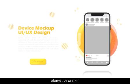 Smartphone blank screen, phone mockup. Template for infographics for presentation UI design interface. vector illustration Stock Vector