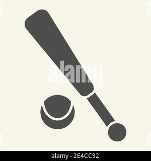 Baseball solid icon. Sports bat and ball glyph style pictogram on beige background. Baseball equipment for mobile concept and web design. Vector Stock Vector