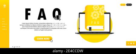 Concept User Guide FAQ book for web page, banner, social media. Stock Vector