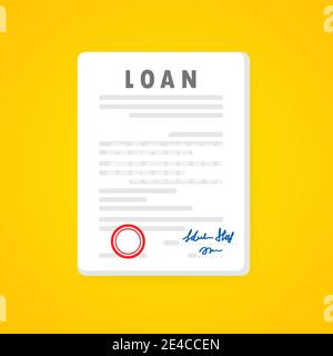 Loan agreement document. Signed contractual document with an approved stamp. Commercial real estate deal. Stock Vector