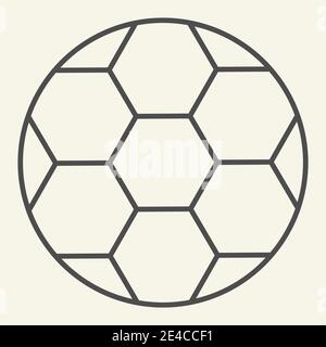 Soccer ball thin line icon. Football ball outline style pictogram on beige background. Sport and recreation signs for mobile concept and web design Stock Vector