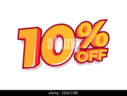 10% off sale tag. Sale of special offers. Discount with the price is 10%. Stock Vector