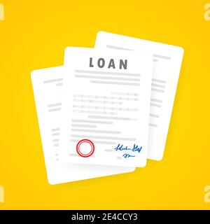 Loan agreement document. Signed contractual document with an approved stamp. Commercial real estate deal. Stock Vector