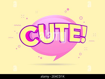 Cute 3d text message on balloon message bubble. Stock Vector