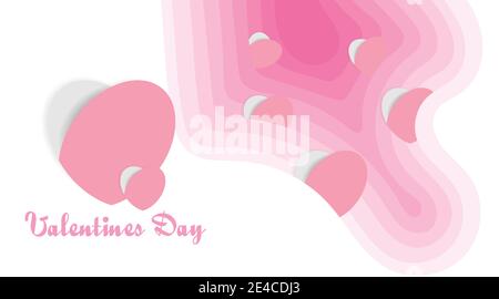 Paper heart on pink wavy background. Paper cut style vector design for valentine's day Stock Vector