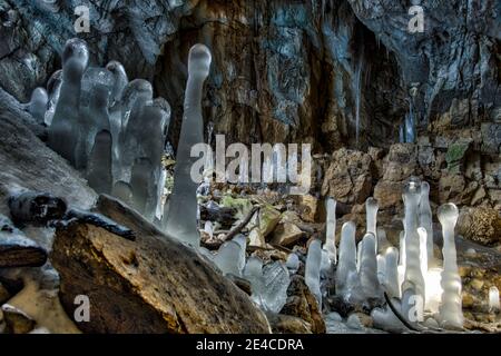 Creux de Glace ice grotto Stock Photo