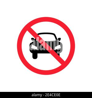 No car or no parking traffic sign. Circle prohibited sign for no car or no parking sign. Stock Vector